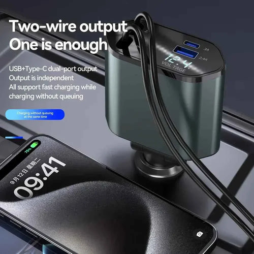 4 IN 1 Retractable Car Charger